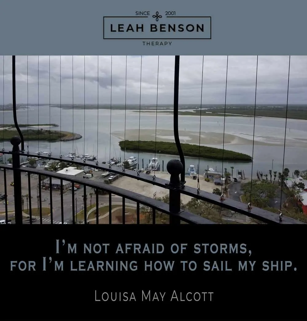 I'm not afraid of storms, for I'm learning how to sail my ship. Quote by Louisa May Alcott. Photo of boats and the sea.