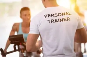 Personal trainer and client