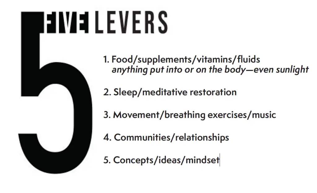 A list of the 5 Levers of Mental Health