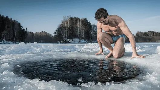 photo of man contemplating cold plunge