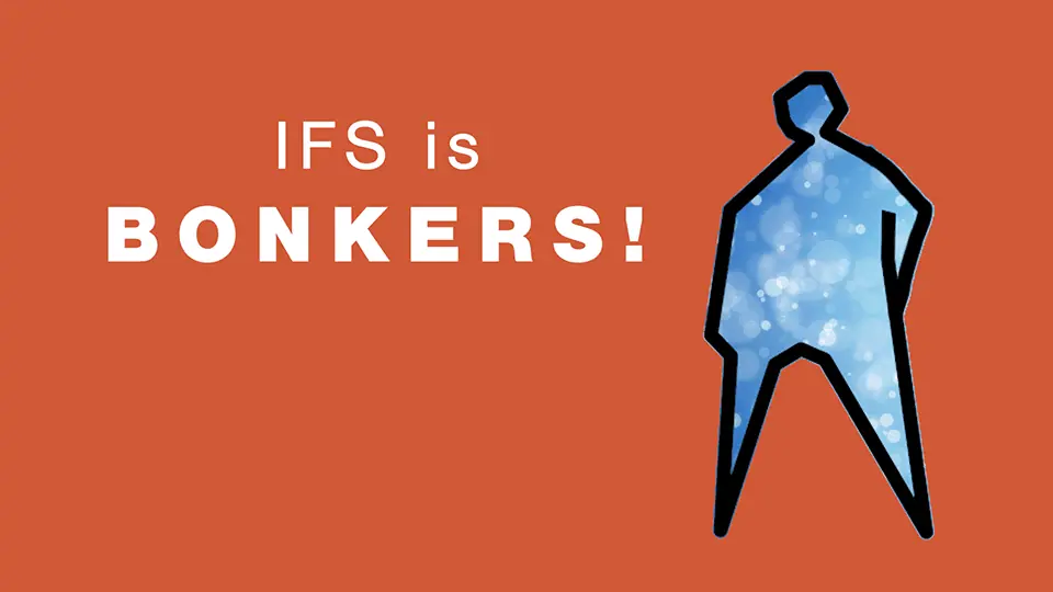 drawing of a person with the words, "IFS IS BONKERS"