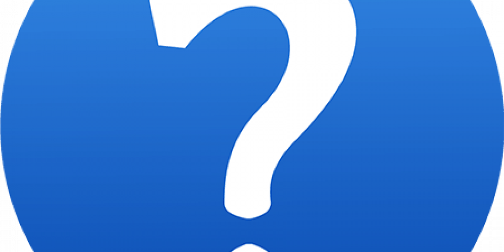 Big white question mark on blue background